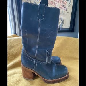 Leather Blue Destroy Platform boots size 37 lightly used.